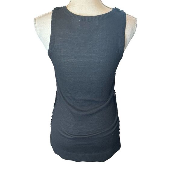 Michael Kors Black Sequined 100% Merino Wool Tank Top Sz XS Summer Sparkle - Picture 3 of 5